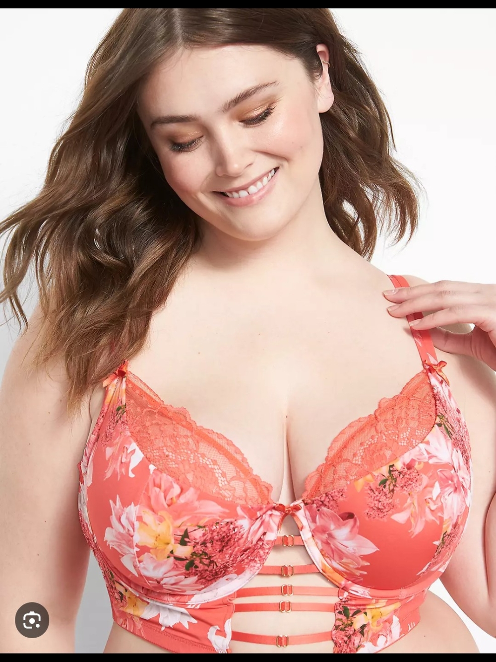 Cacique Floral Lace Underwire Bra - Coral